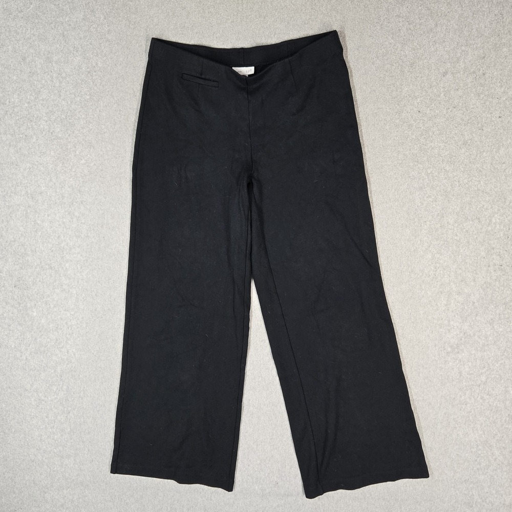 J Jill Women Pants S Black Ponte Wide Leg Dress Mid Rise 26" Inseam Business